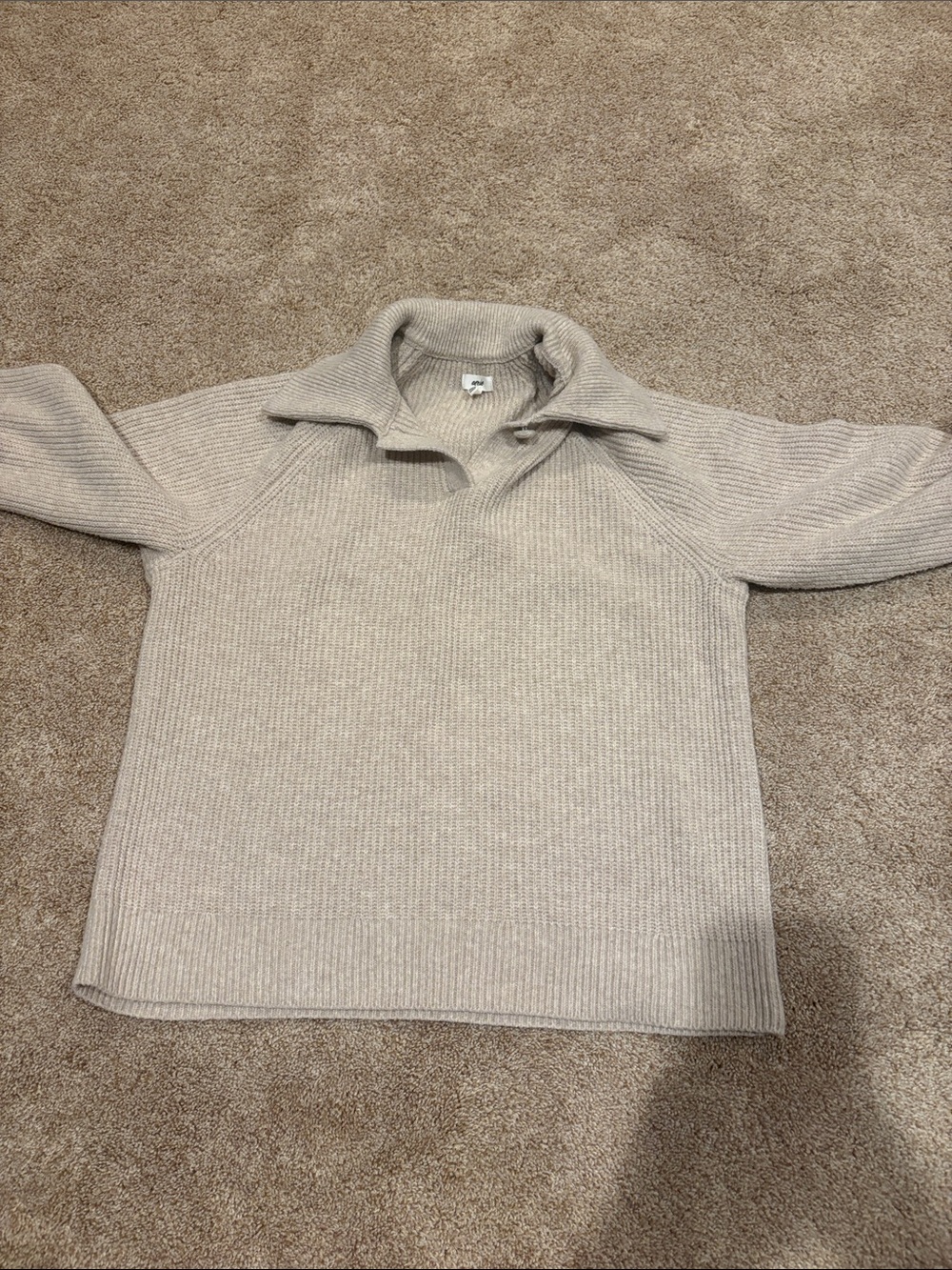 aerie women’s  Beige Zip-Front Ribbed Sweater